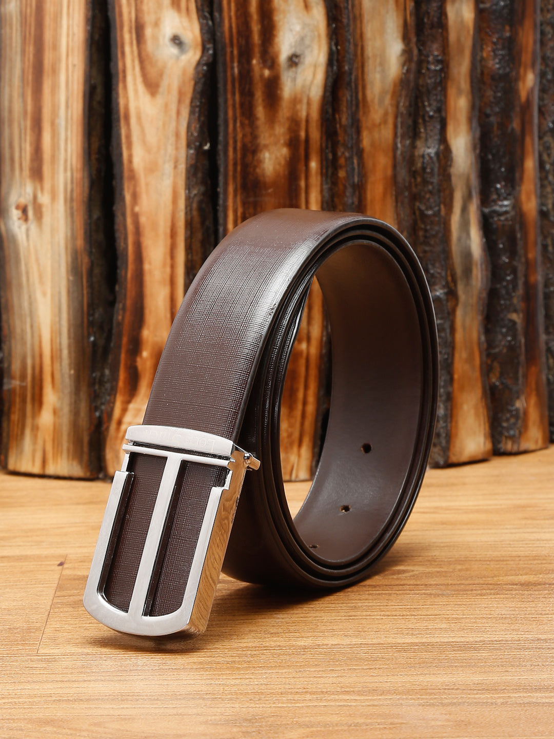 Black/Chrome Men's Black Formal Italian Leather Textured Belt For Men