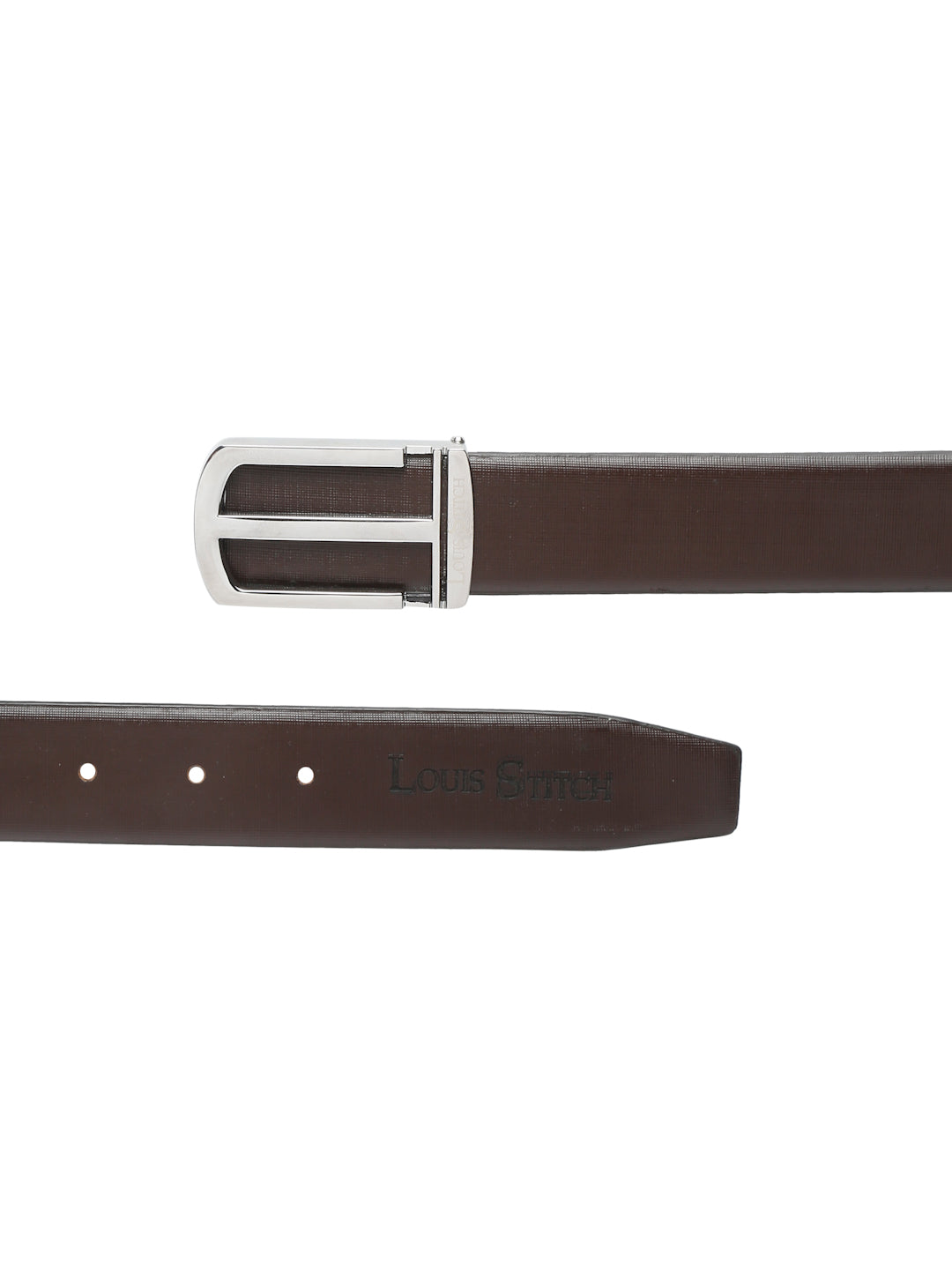Black/Chrome Men's Black Formal Italian Leather Textured Belt For Men