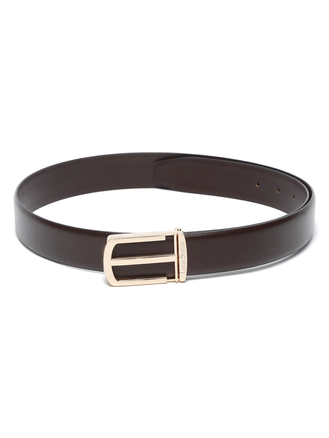 Black/Golden Men's Black Formal Italian Leather Textured Belt For Men