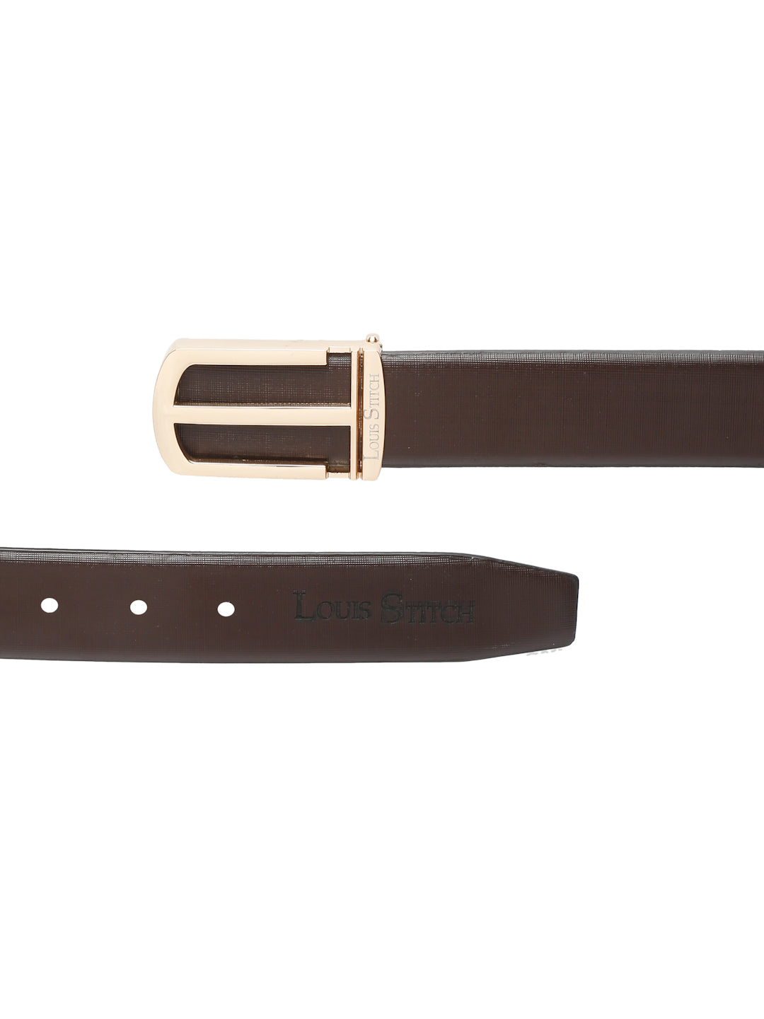 Black/Golden Men's Black Formal Italian Leather Textured Belt For Men