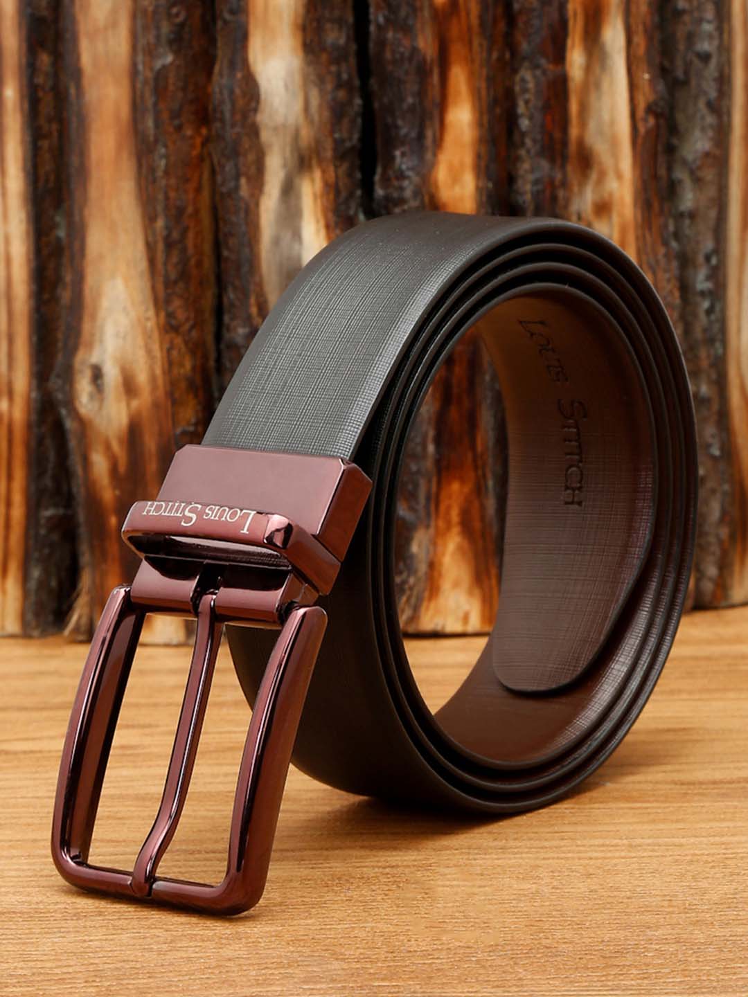 Black Men'S Black & Brown Formal Italian Leather Reversible Belt For Men