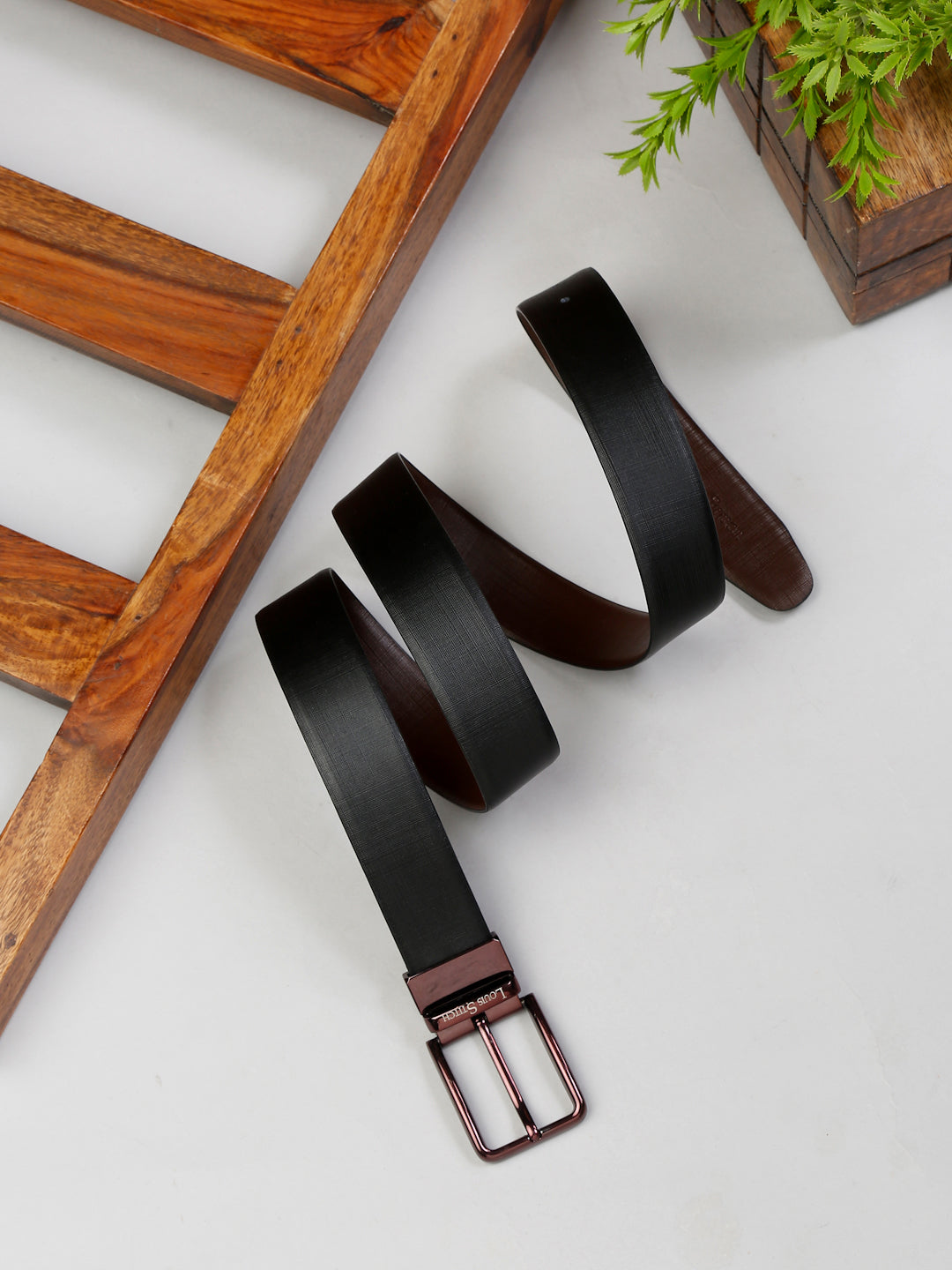 Men'S Black & Brown Formal Italian Leather Reversible Belt For Men