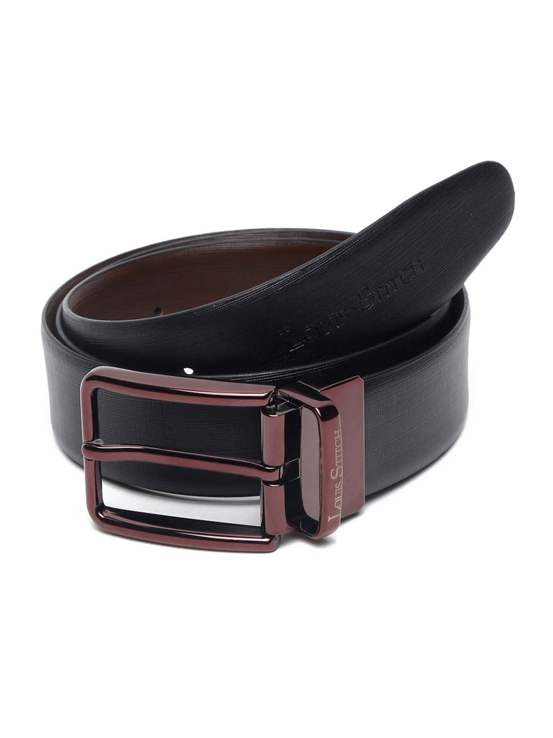 Men'S Black & Brown Formal Italian Leather Reversible Belt For Men
