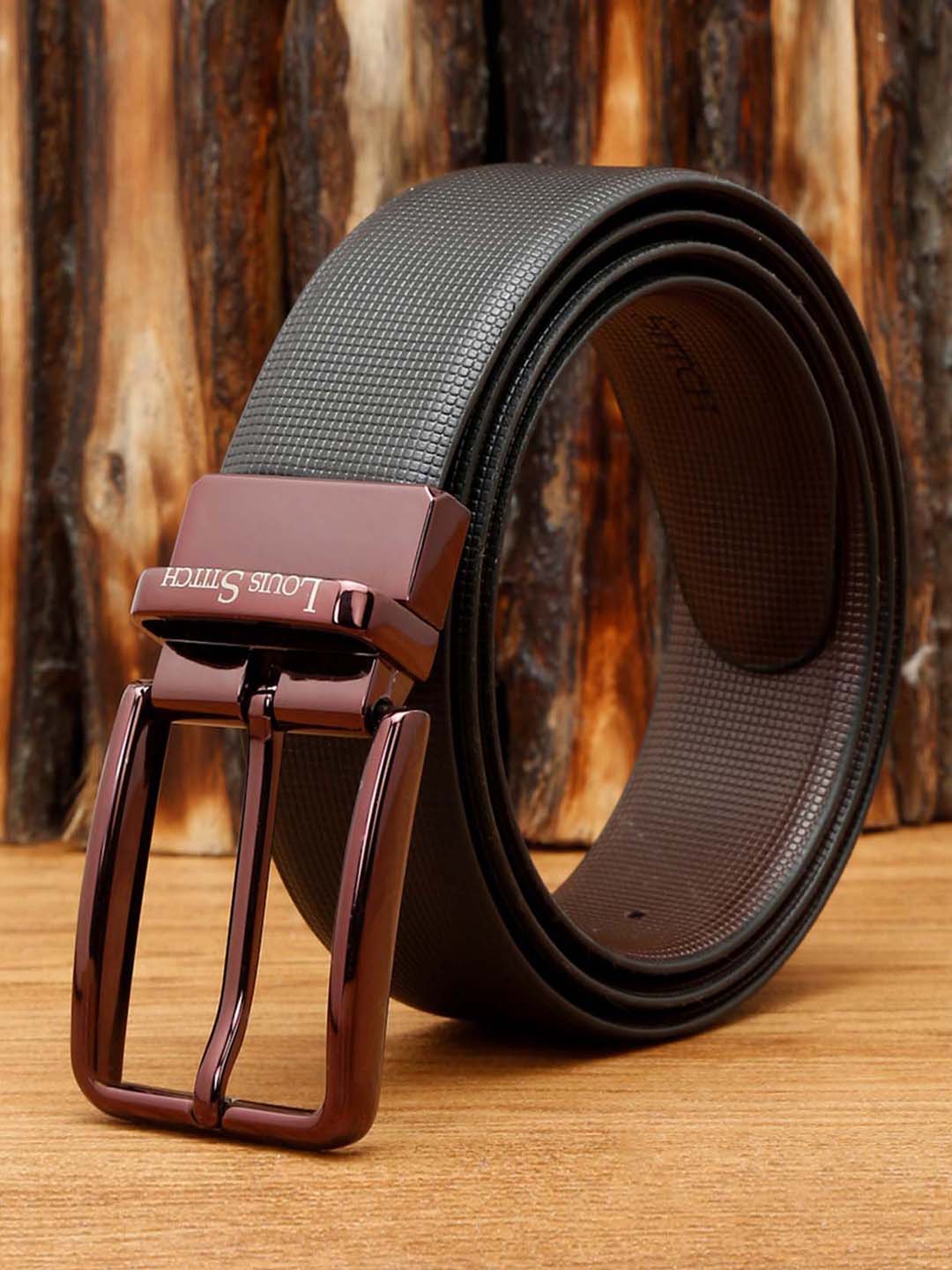 Black Men'S Black & Brown Formal Italian Leather Reversible Belt For Men