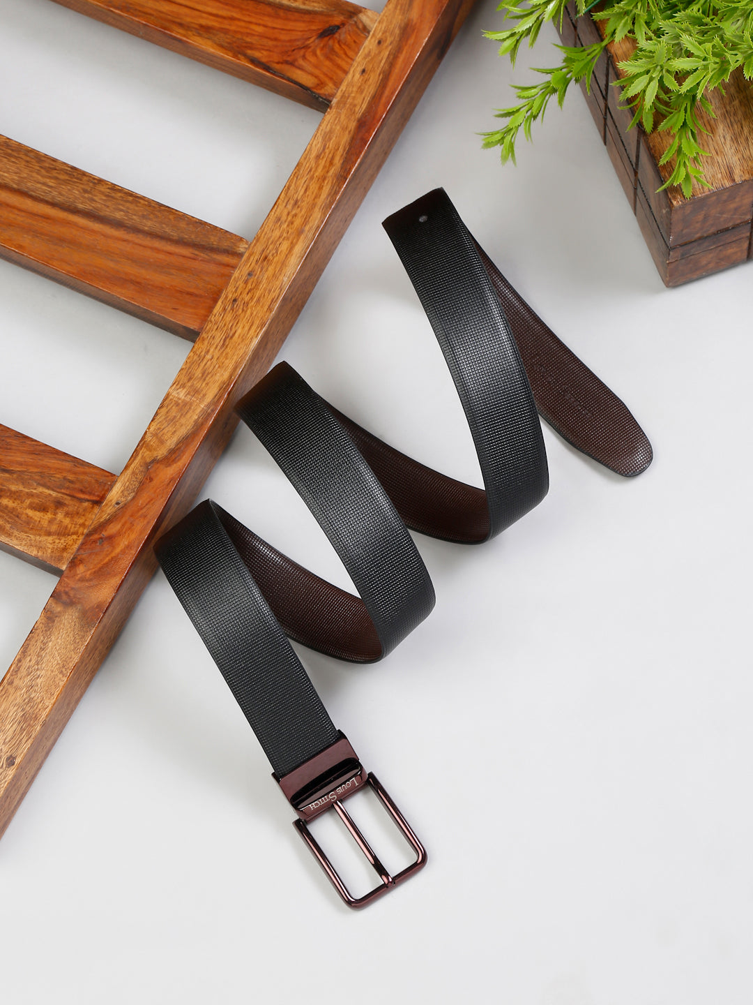 Men'S Black & Brown Formal Italian Leather Reversible Belt For Men