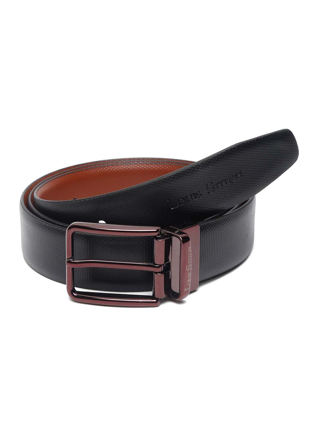 Men'S Black & Brown Formal Italian Leather Reversible Belt For Men