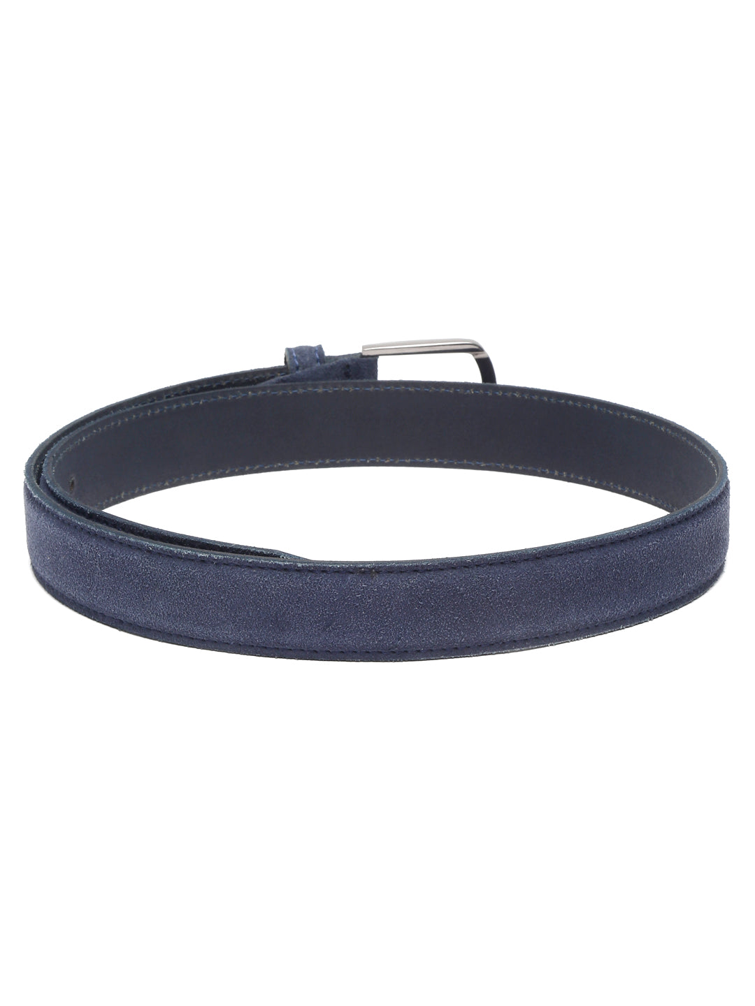 Blue Men'S Royal Blue Italian Suede Leather Belt Handcrafted With Glossy Buckle