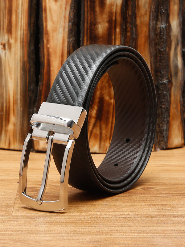 Black/Brown/Chrome Men's Black & Brown Formal Italian Leather Reversible Belt For Men