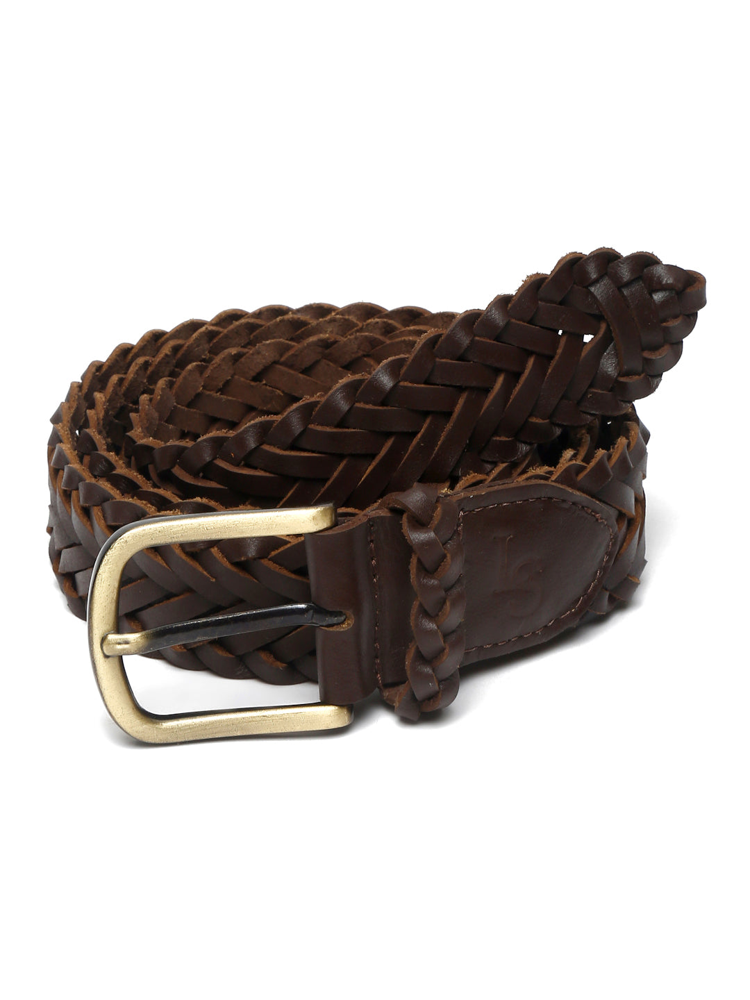 Brunette Brown LOUIS STITCH Men's Rust Brown Italian Leather Belt Premium Spanish Style Weaved Casual Belts for Men
