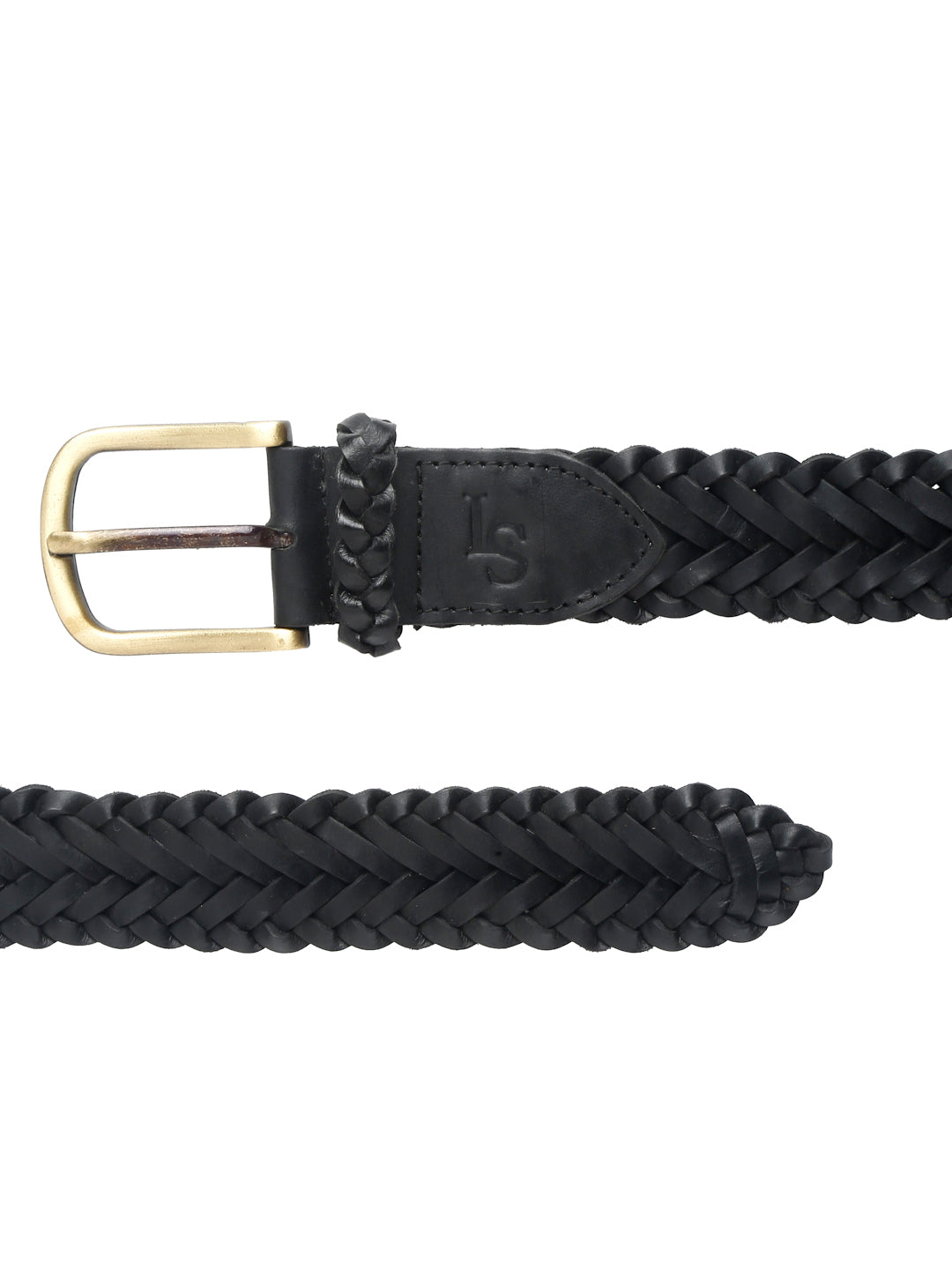 Jet Black LOUIS STITCH Men's Jet Black Italian Leather Belt Premium Spanish Style Weaved Casual Belts for Men