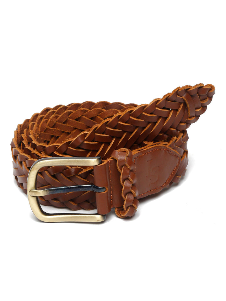 Russet Tan LOUIS STITCH Men's Russet Tan Italian Leather Belt Premium Spanish Style Weaved Casual Belts for Men