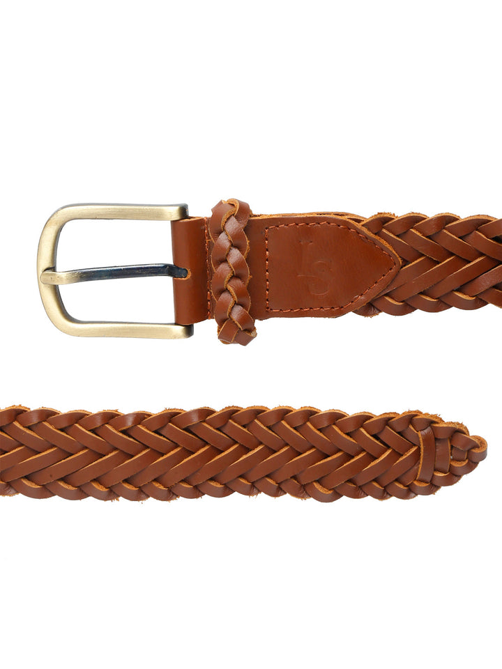 Russet Tan LOUIS STITCH Men's Russet Tan Italian Leather Belt Premium Spanish Style Weaved Casual Belts for Men