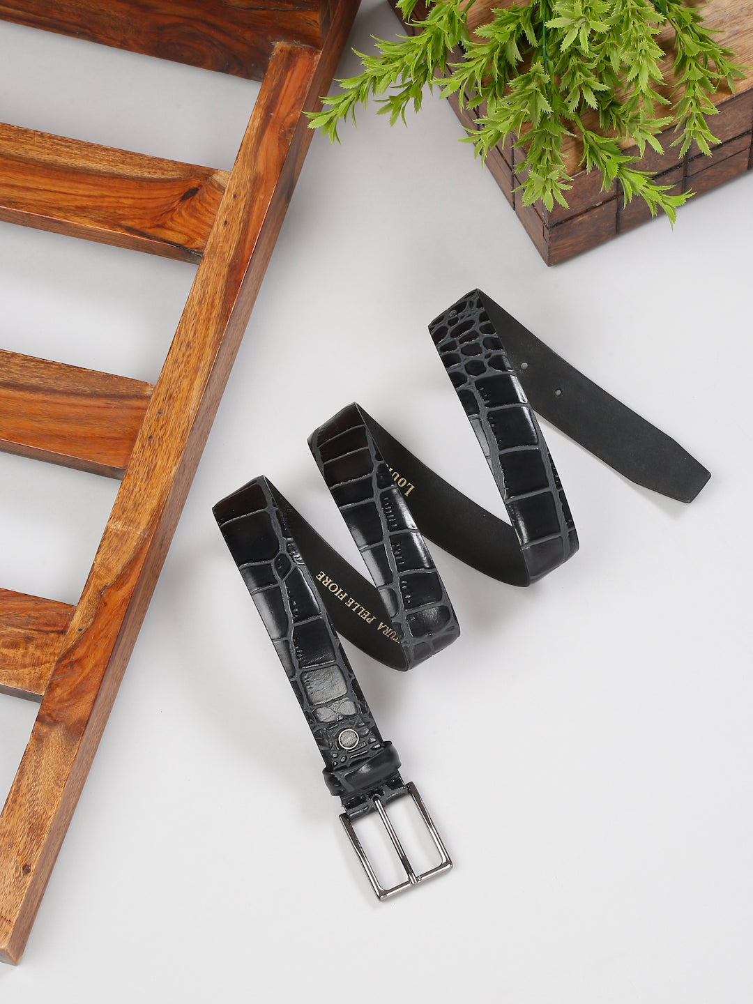 Men's Olive Black Casual Italian Leather Belt For Men