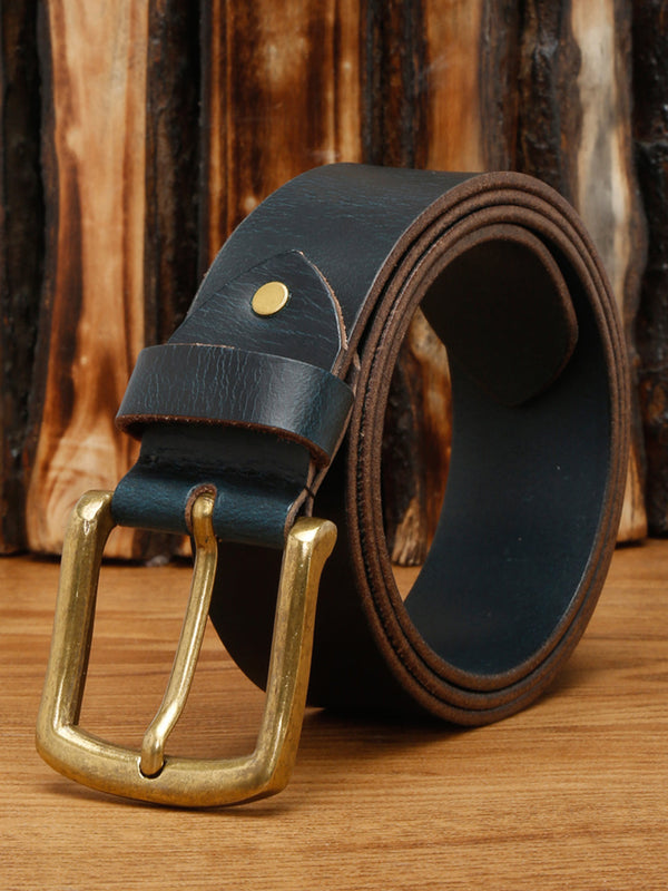 Blue Men's Blue Casual Italian Leather Belt For Men