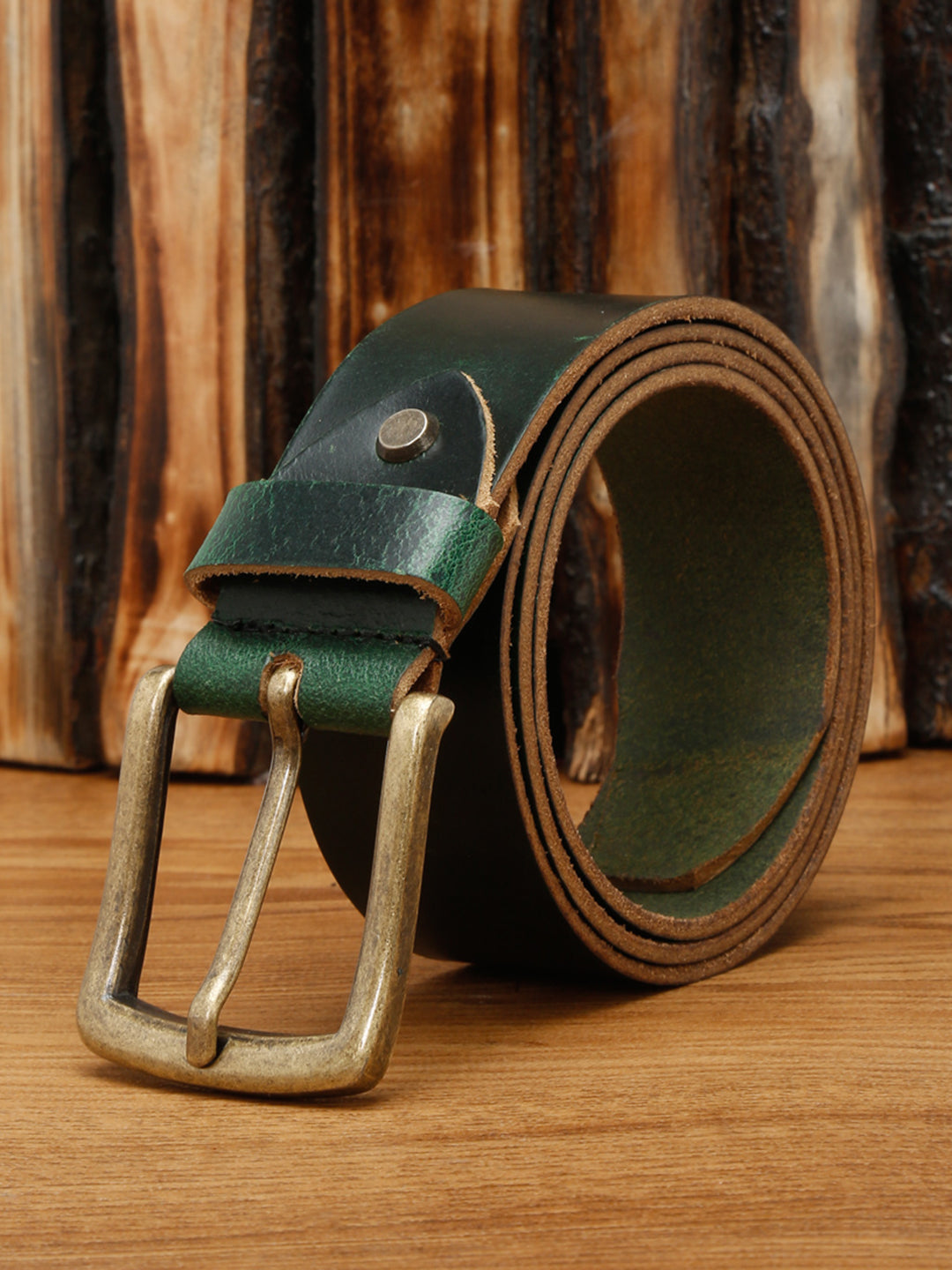 Green Men's Green Casual Italian Leather Belt For Men