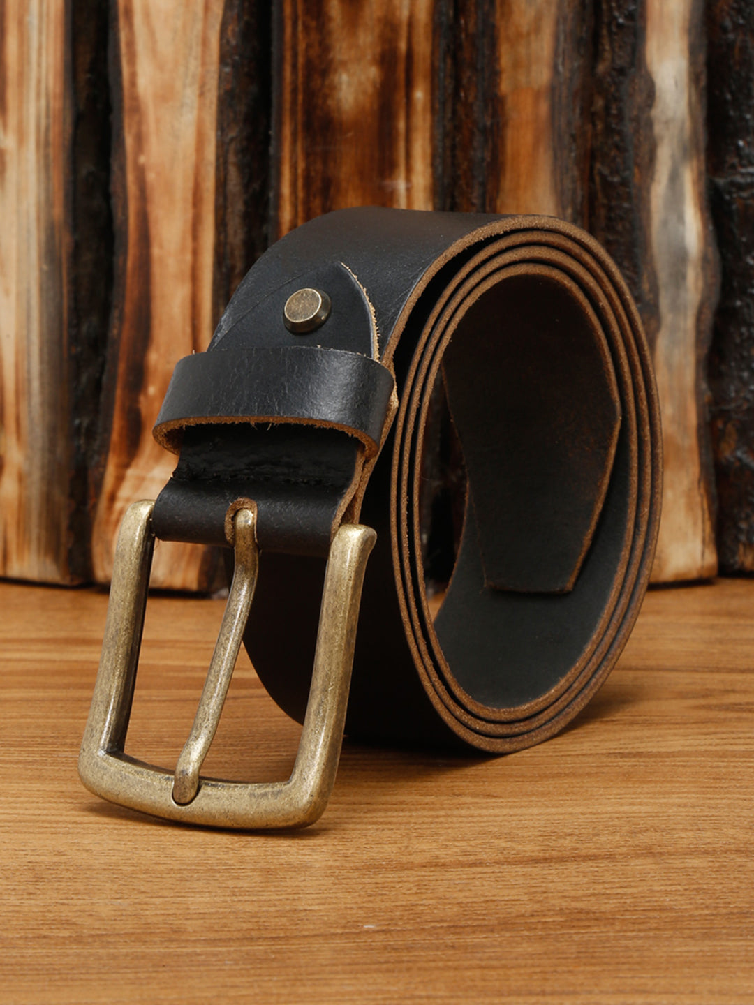 Black Men's Black Casual Italian Leather Belt For Men
