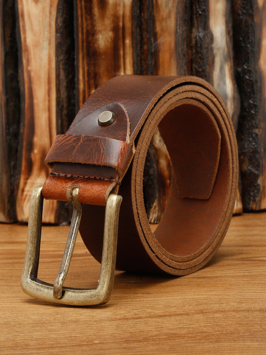 Tan Men's Tan Casual Italian Leather Belt For Men