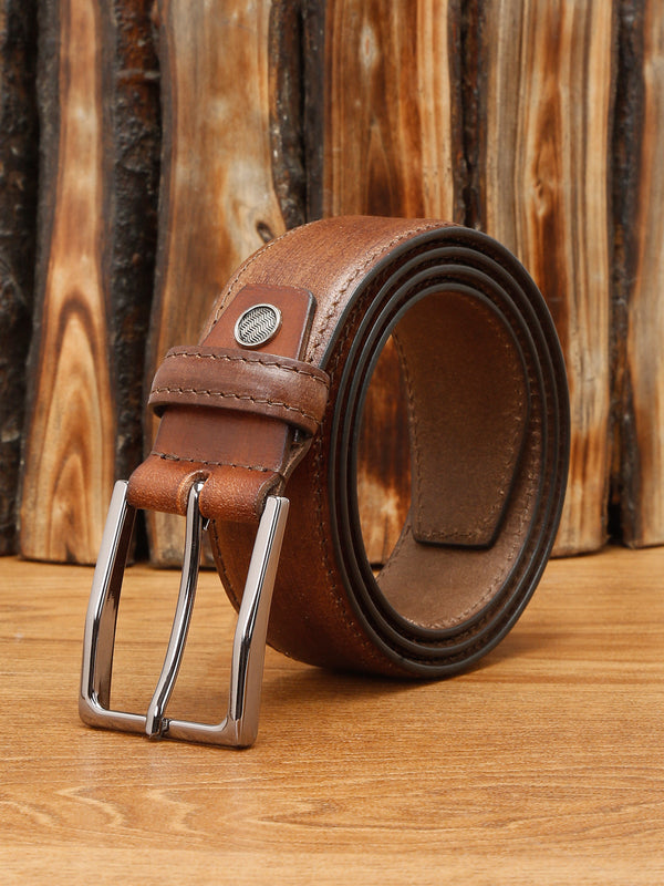 Men's Cinnamon Brown Casual Italian New Buck Leather Belt For Men