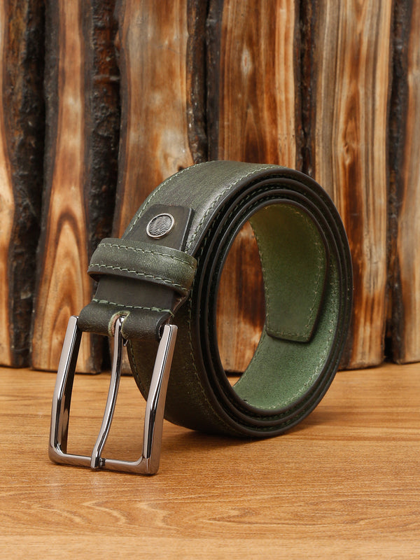 Men's Seaweed Green Casual Italian New Buck Leather Belt For Men