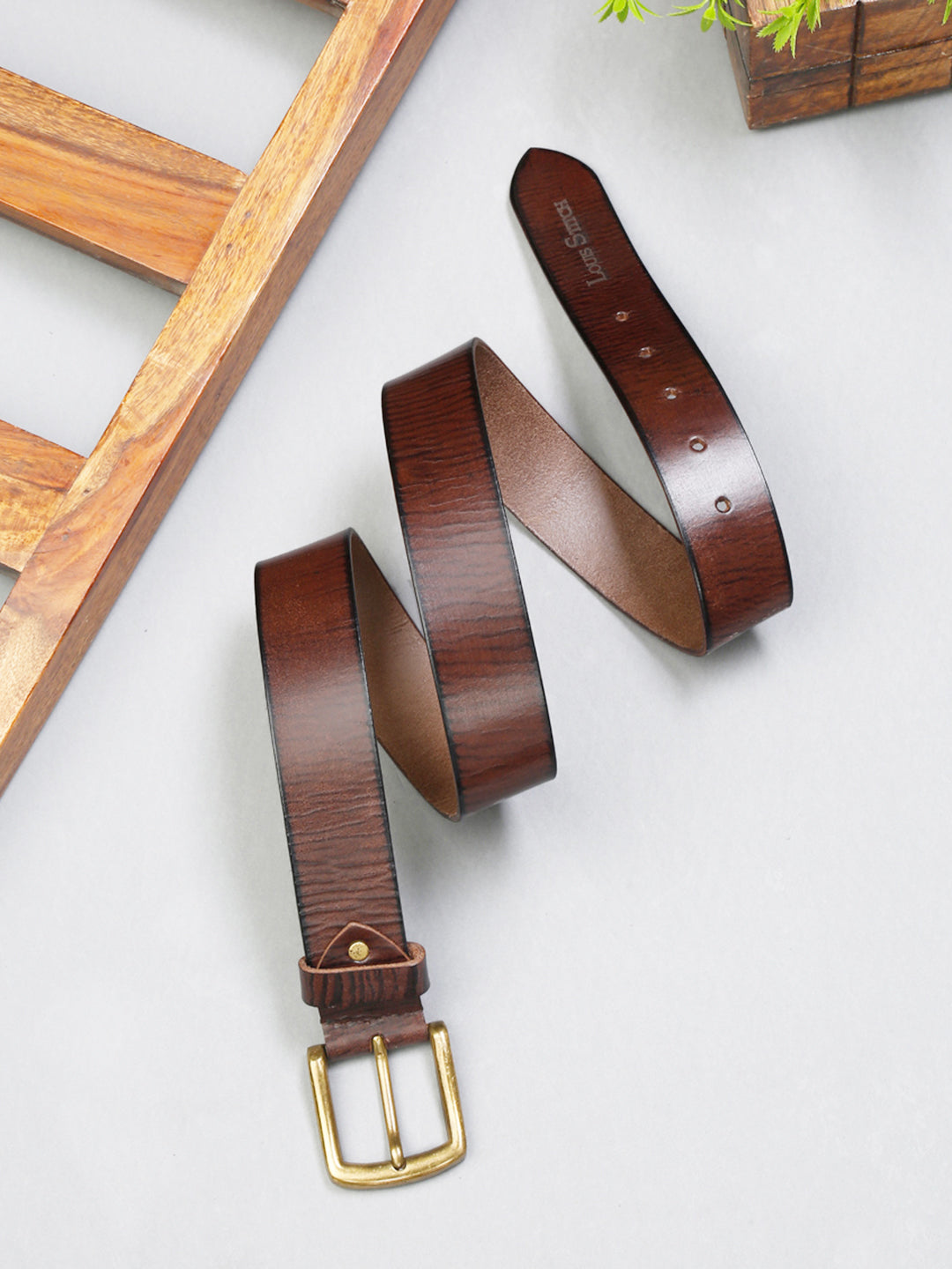 Brown Men's British Brown Casual Italian Leather Belt For Men