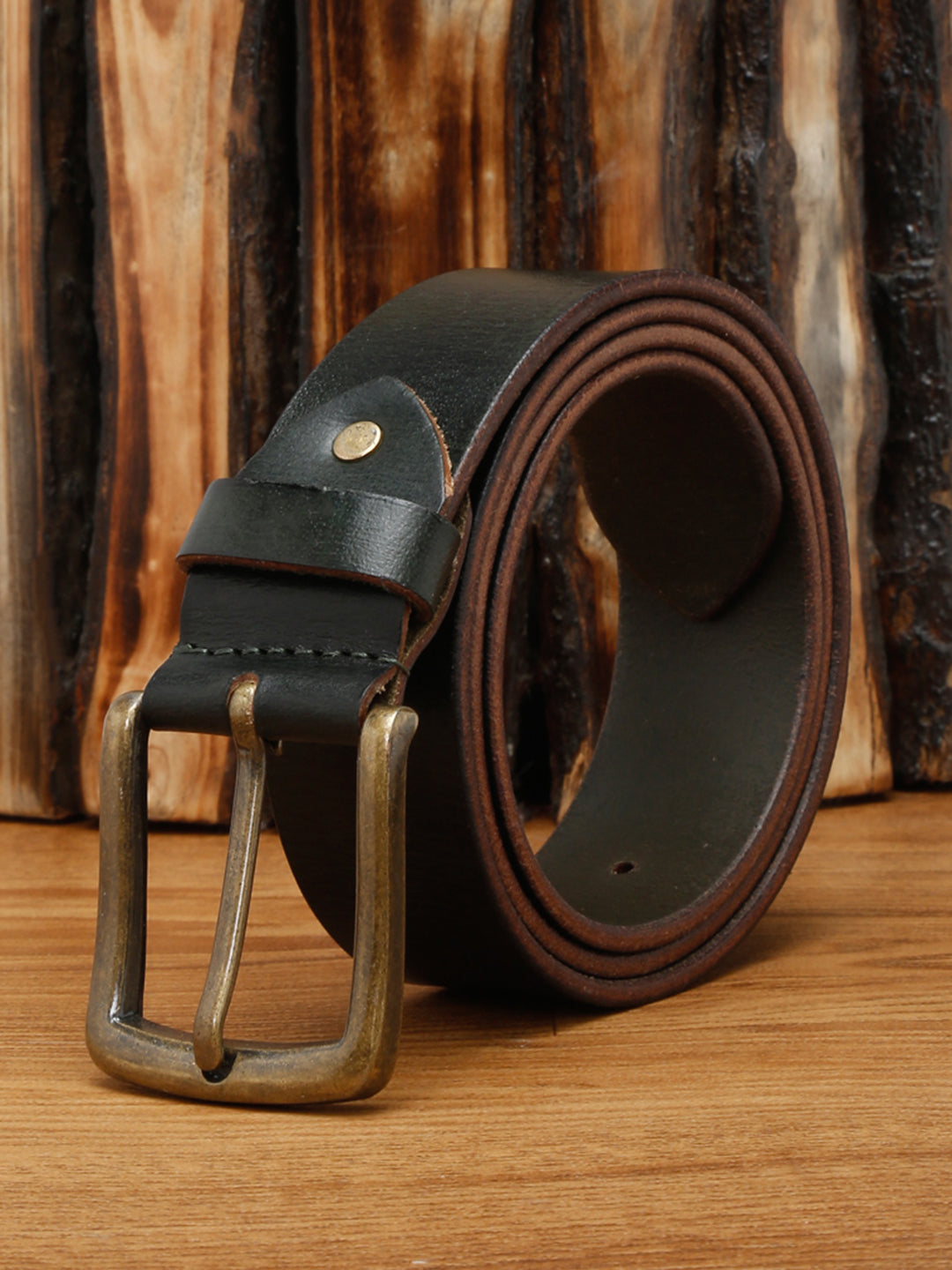 Green Men's Green Casual Italian Leather Belt For Men
