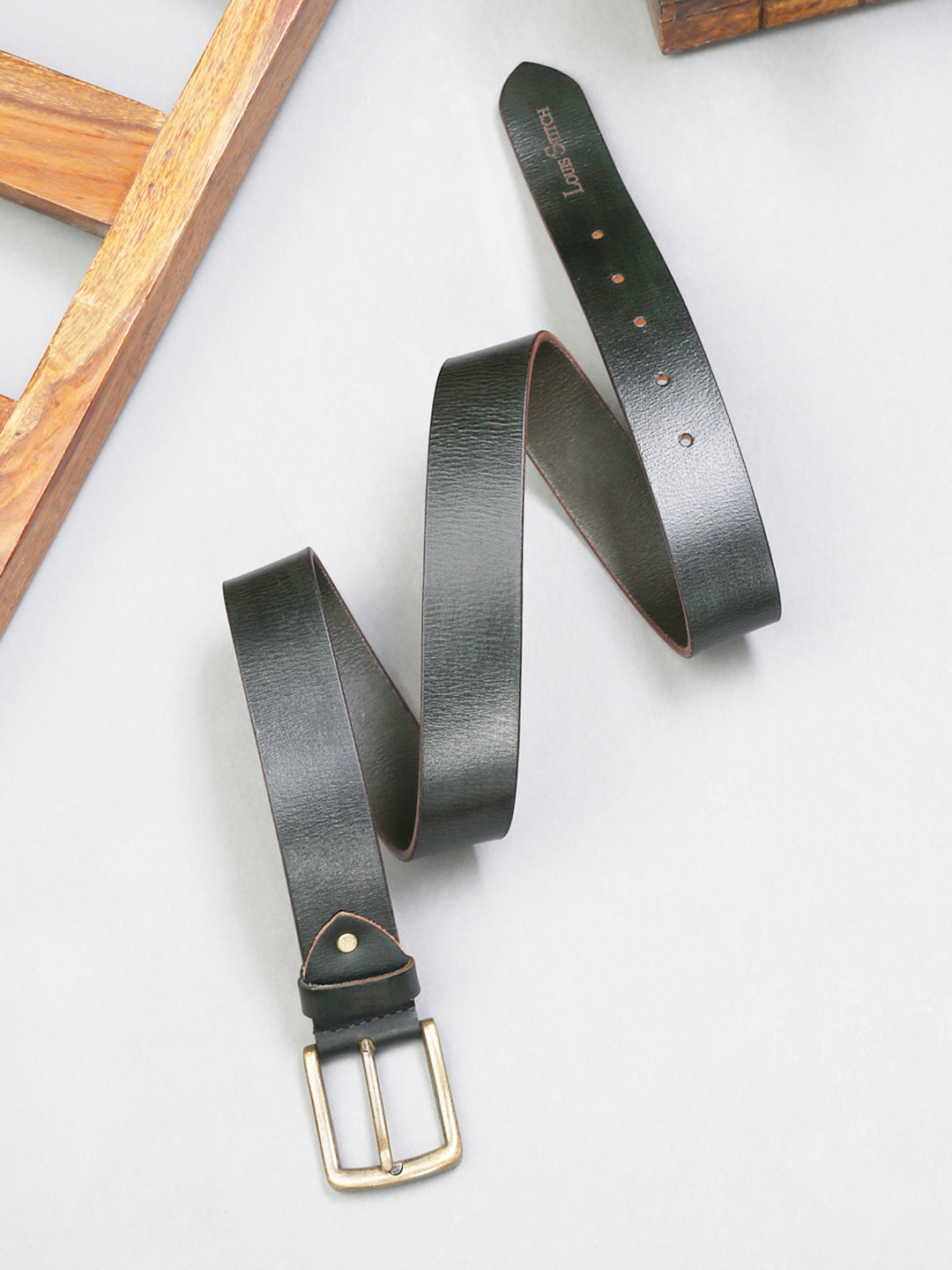 Green Men's Green Casual Italian Leather Belt For Men