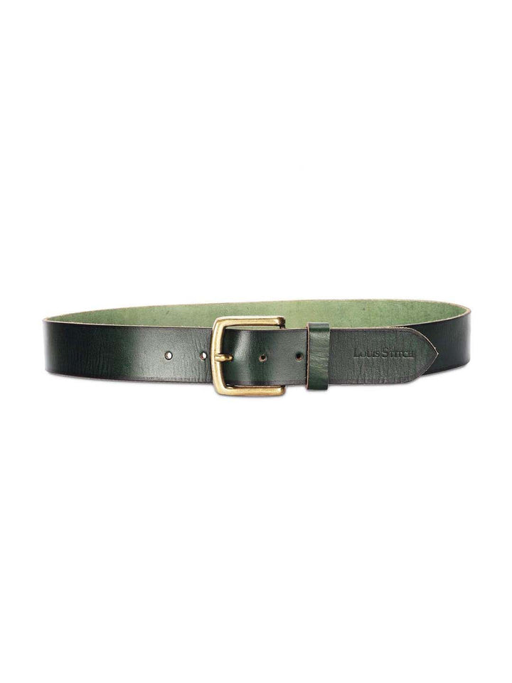 Green Men's Green Casual Italian Leather Belt For Men