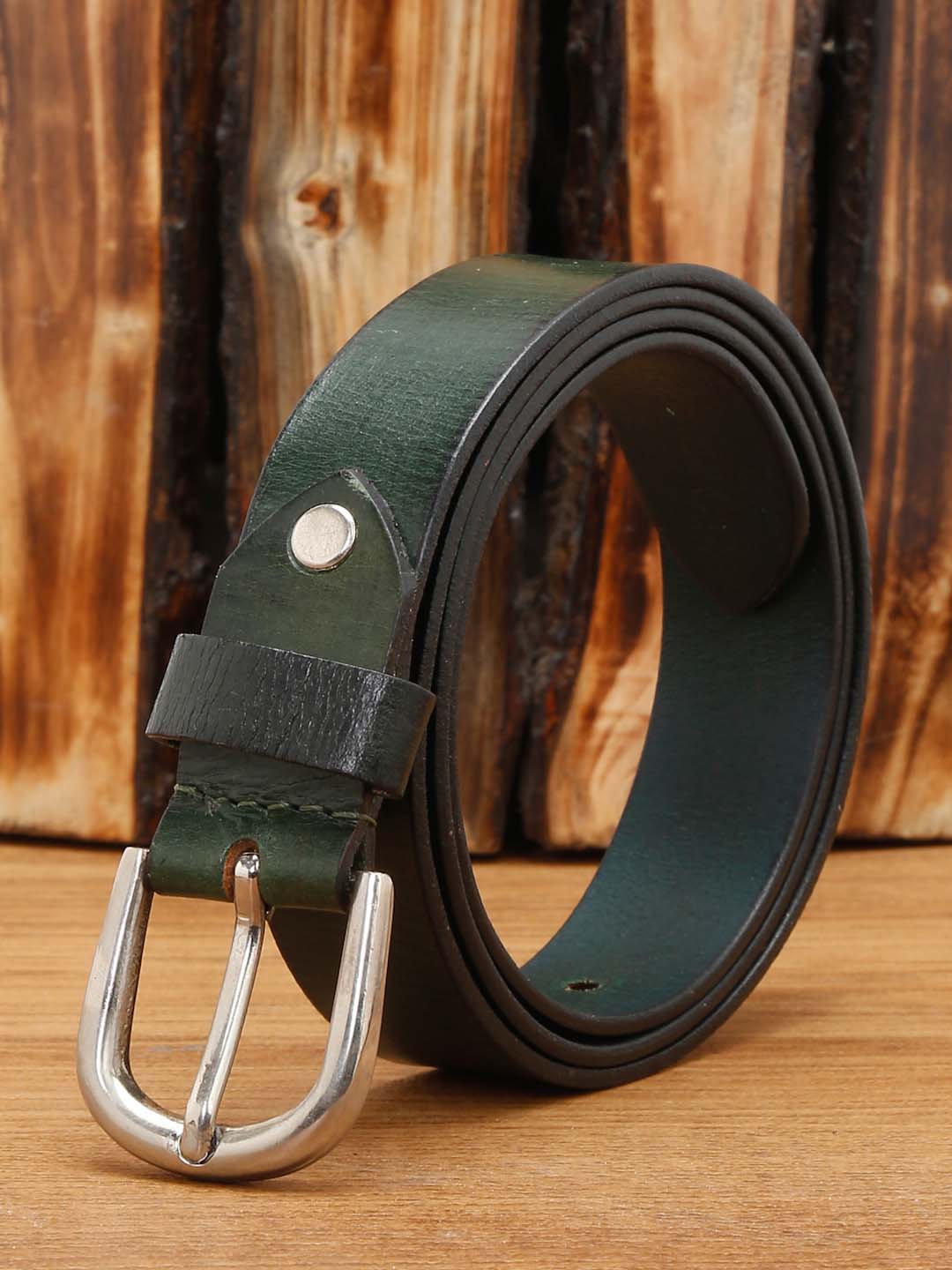 Green Men's Green Casual Italian Leather Belt For Men