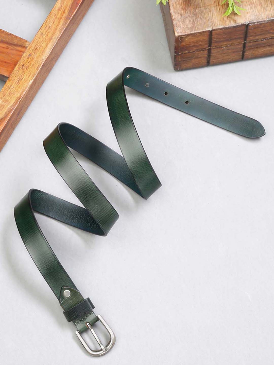 Green Men's Green Casual Italian Leather Belt For Men