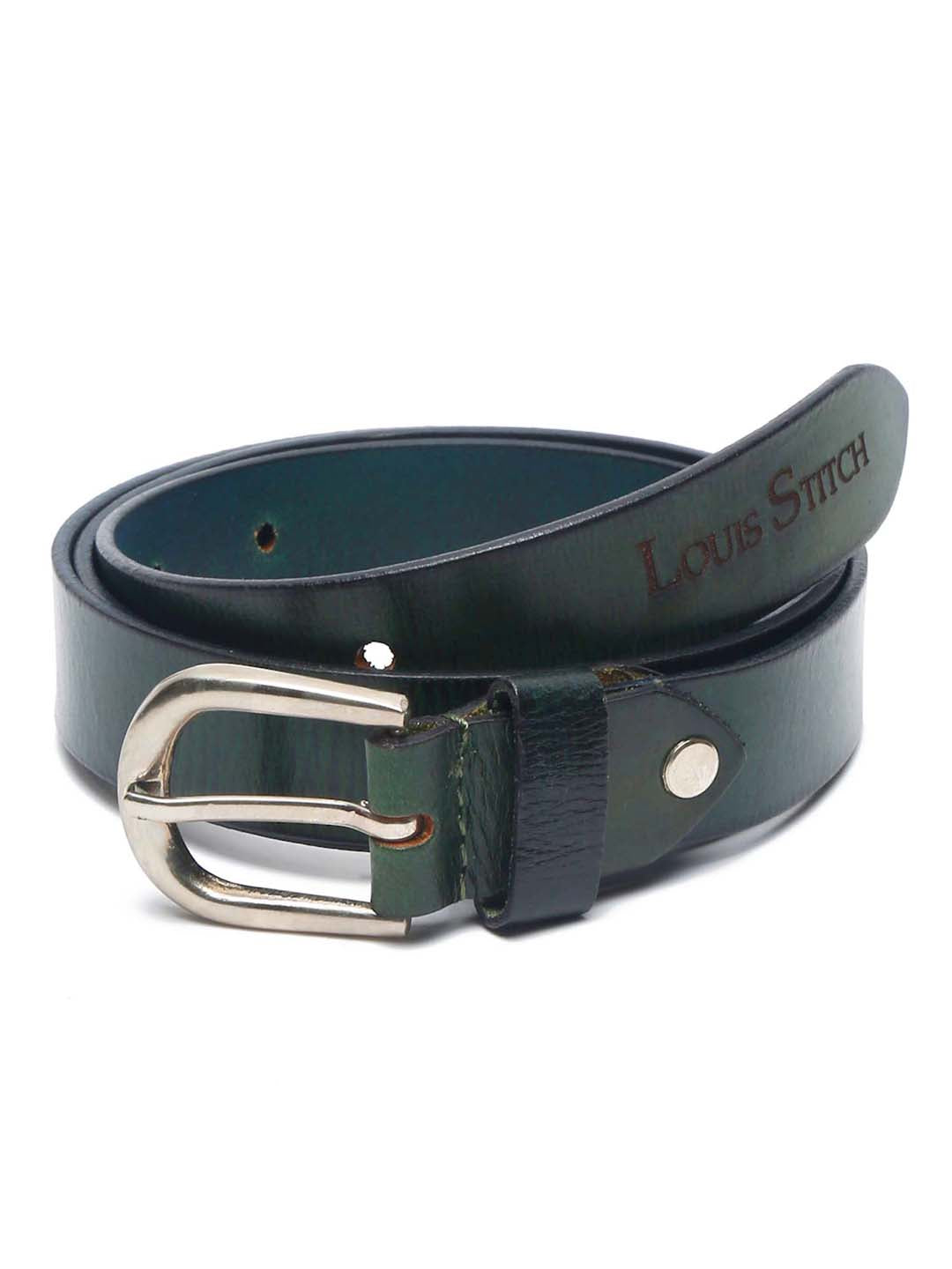 Green Men's Green Casual Italian Leather Belt For Men