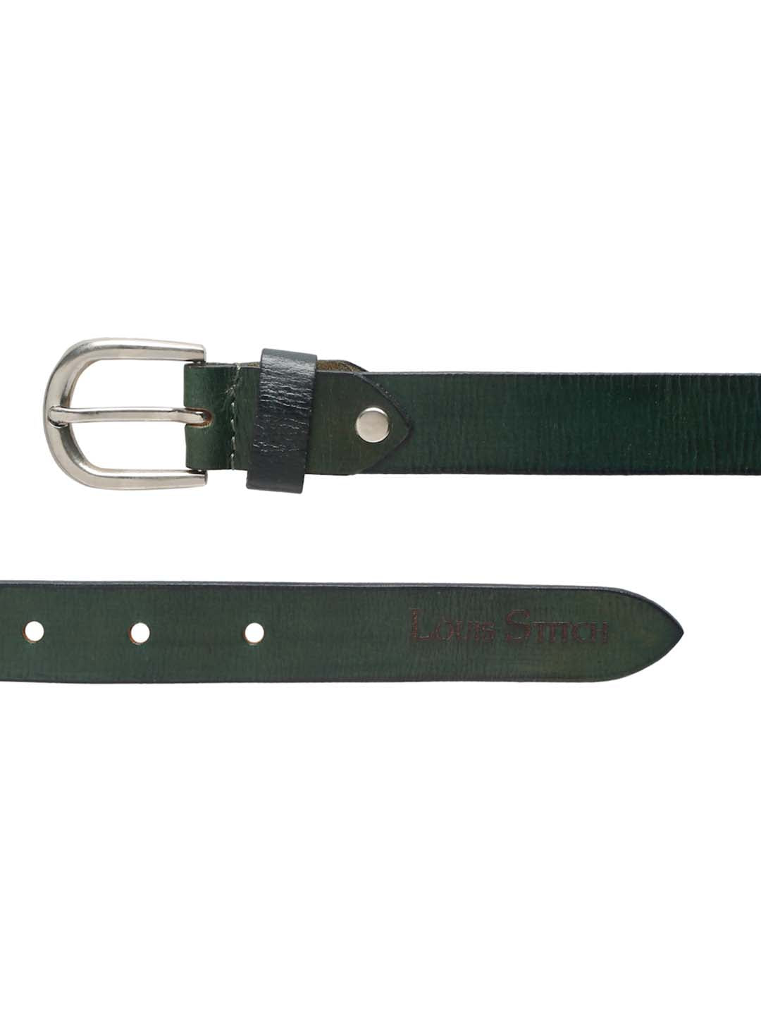 Men's Green Casual Italian Leather Belt For Men