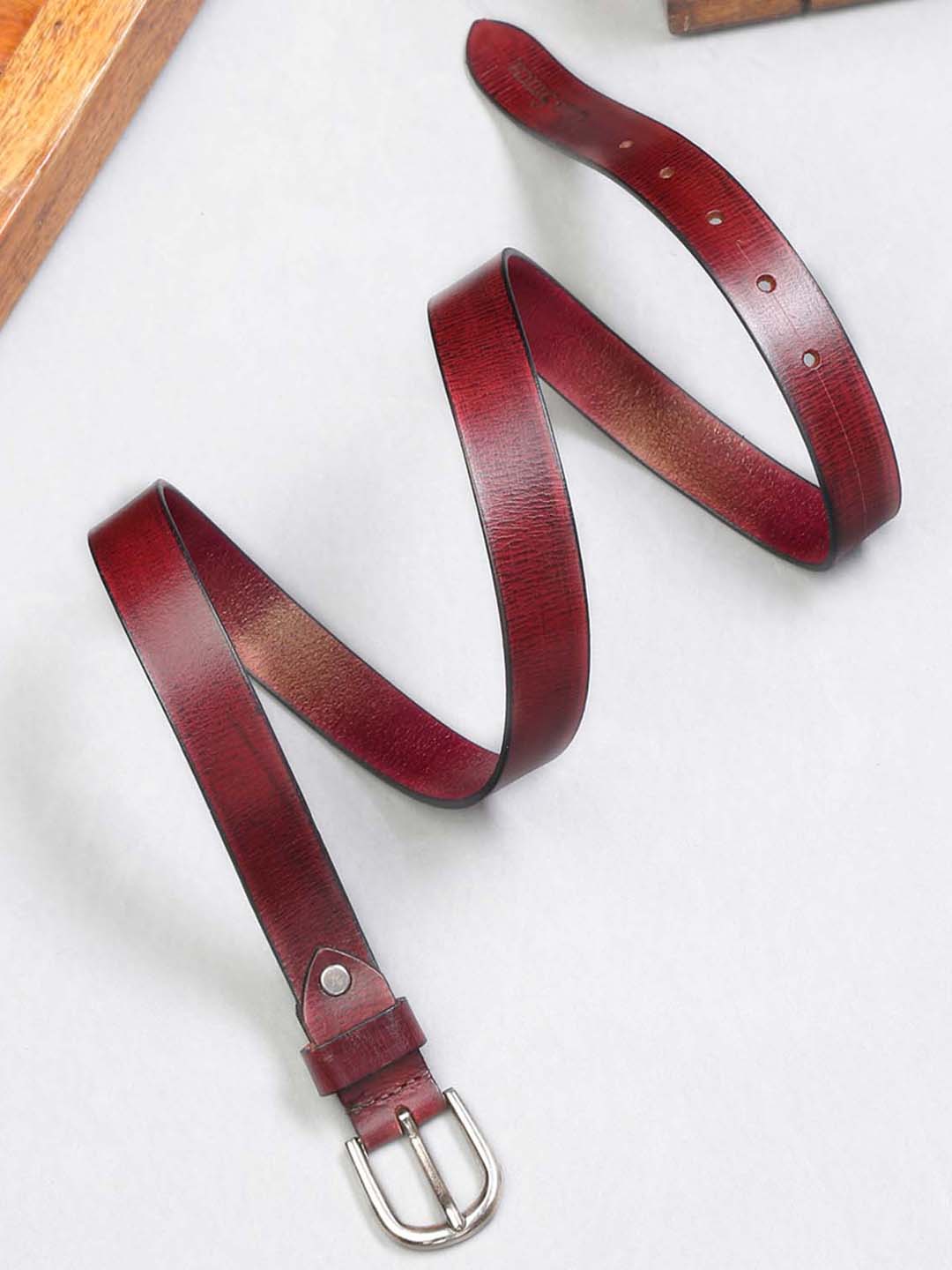 Maroon Men's Rosewood Casual Italian Leather Belt For Men