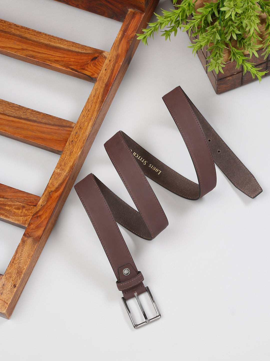 Men's Rust Brown Casual Italian New Buck Leather Belt For Men