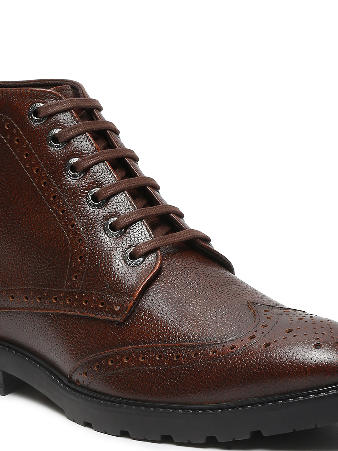 Brunette Brown Handcrafted Italian Leather High Ankle Chukka Brogue Boots