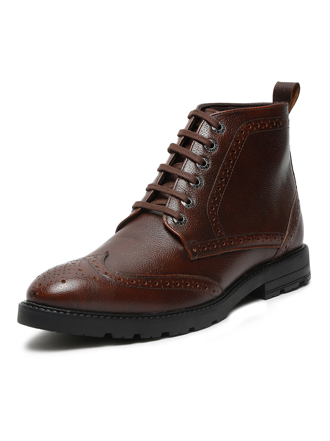 Brunette Brown Handcrafted Italian Leather High Ankle Chukka Brogue Boots