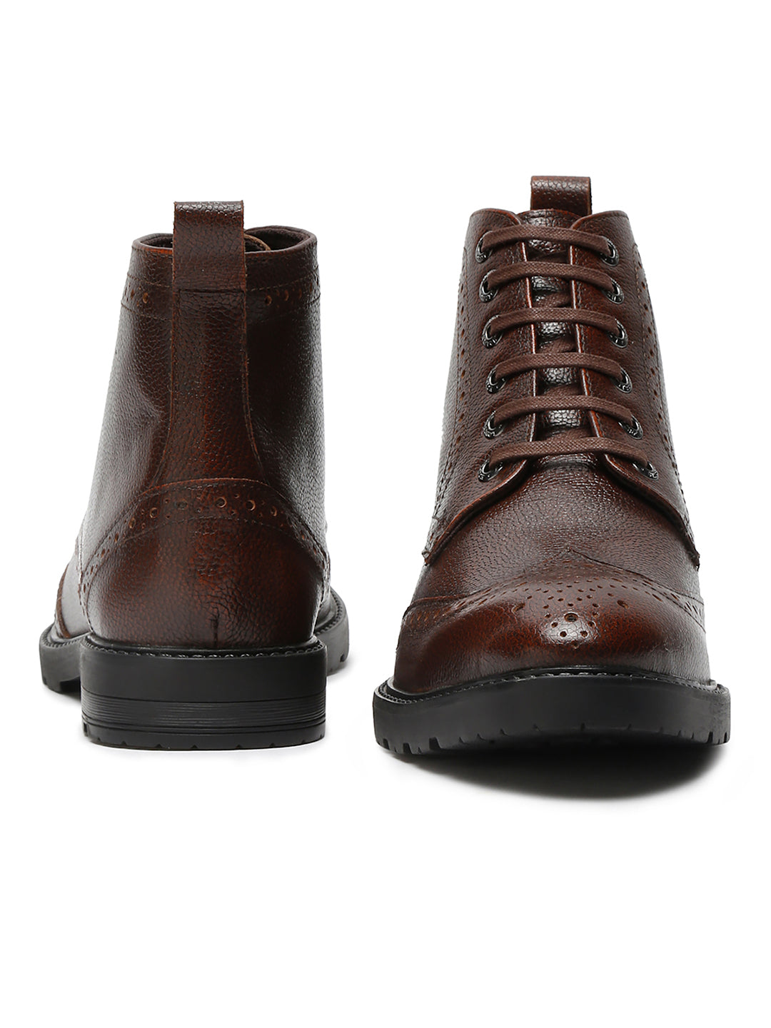 Brunette Brown Handcrafted Italian Leather High Ankle Chukka Brogue Boots