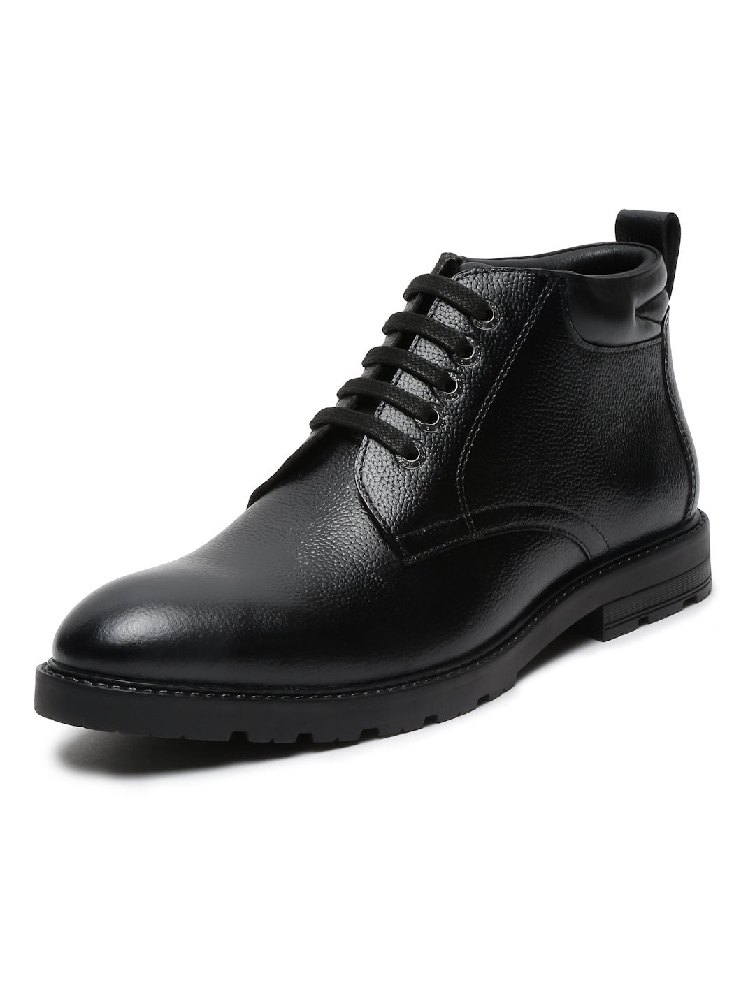 Jet Black Handcrafted Italian Napa Leather High Ankle Boots