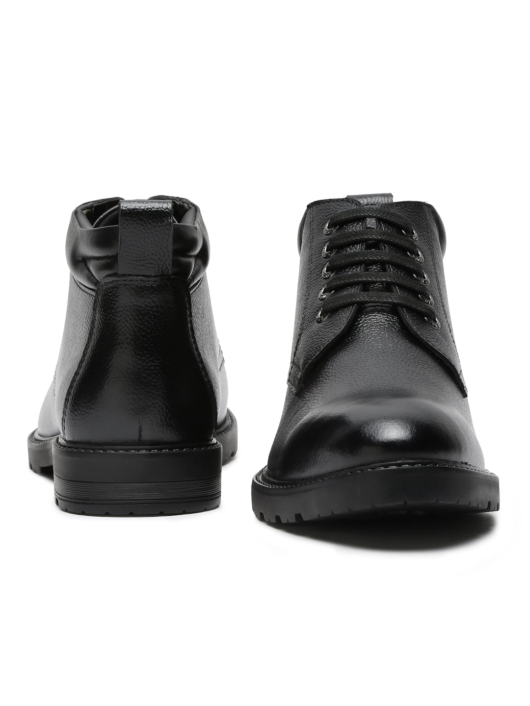 Jet Black Handcrafted Italian Napa Leather High Ankle Boots