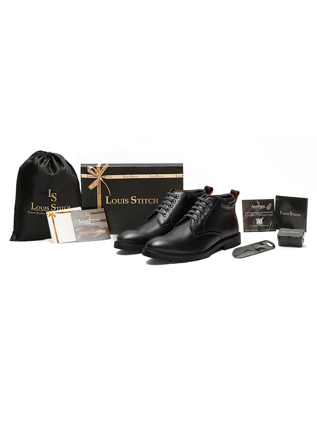 Jet Black Handcrafted Italian Napa Leather High Ankle Boots