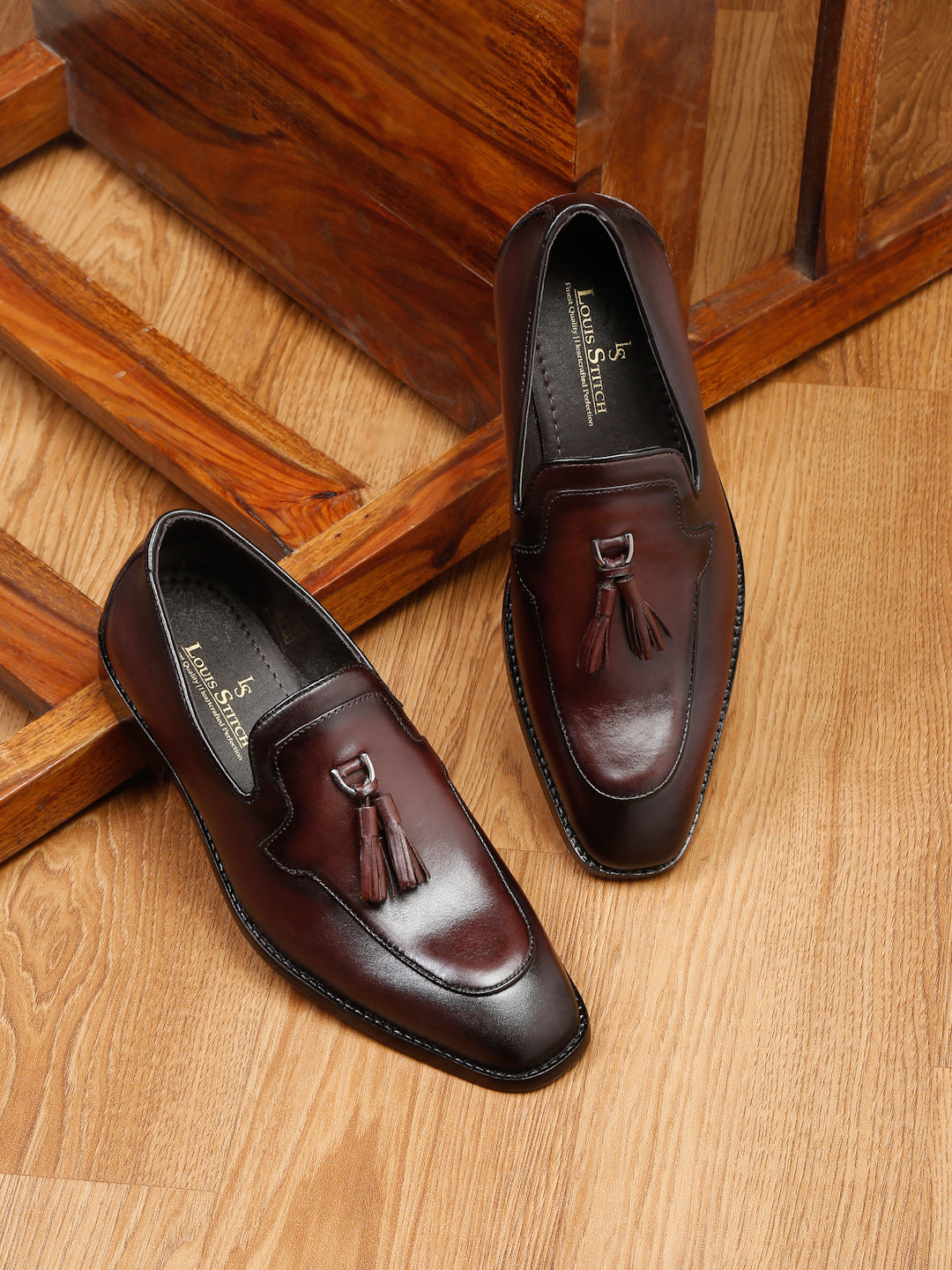 Brunette Brown Men's Premium Italian Leather Brunette Brown Moccasins