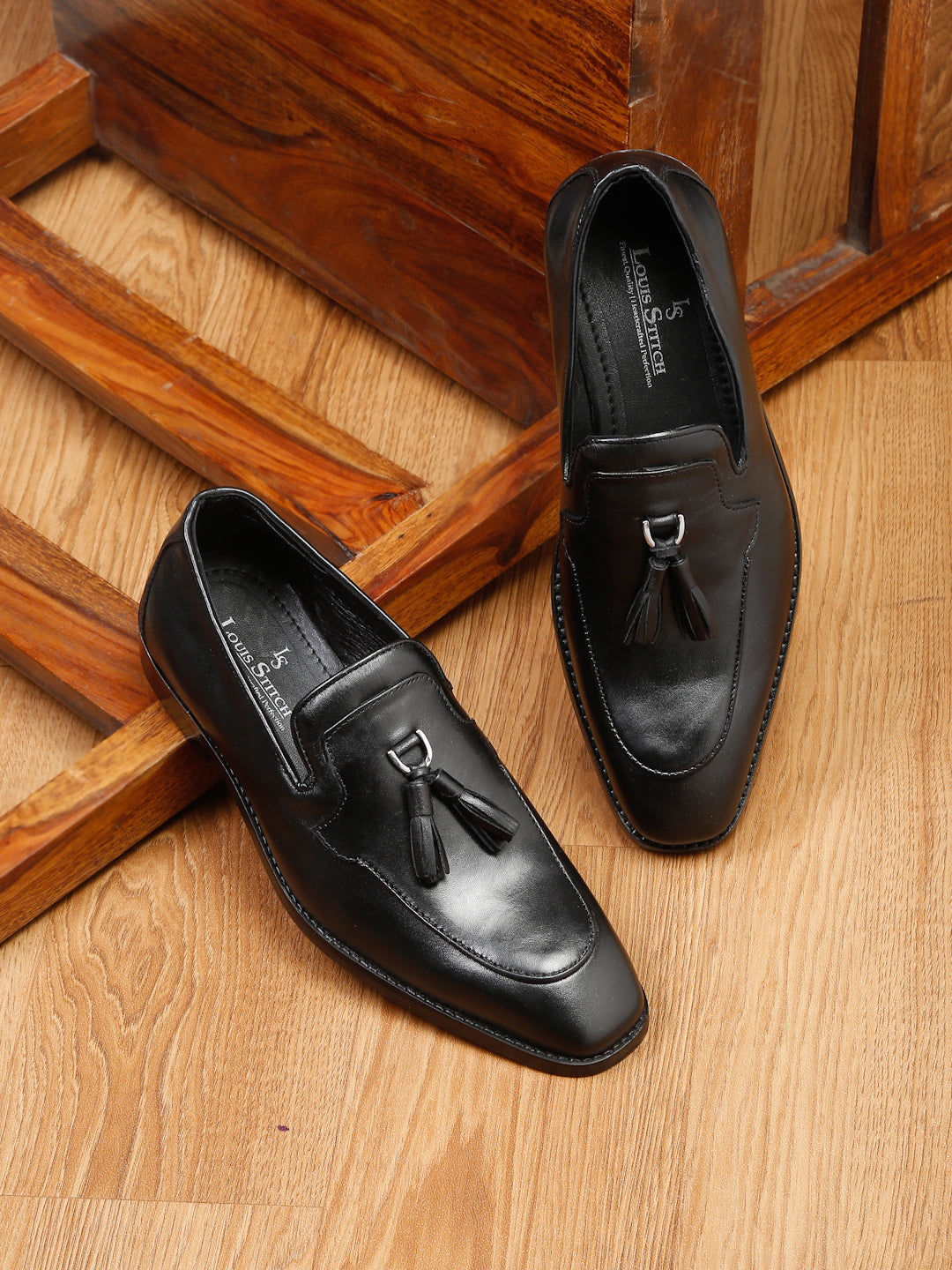 Black Men's Premium Italian Leather Black Moccasins