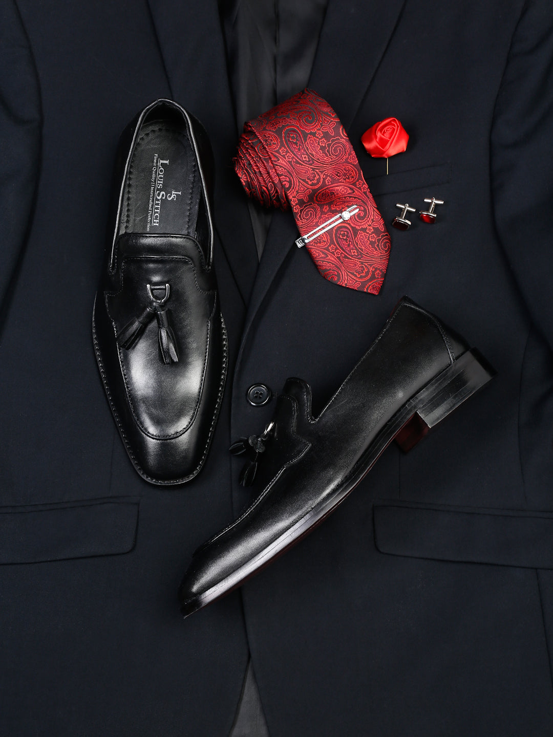 Black Men's Premium Italian Leather Black Moccasins