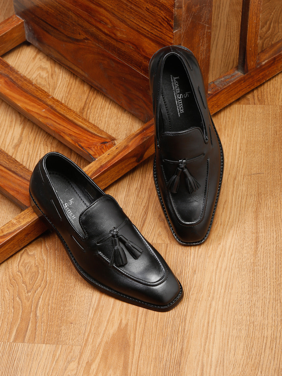 Black Men's Black Premium Italian Leather Moccasins