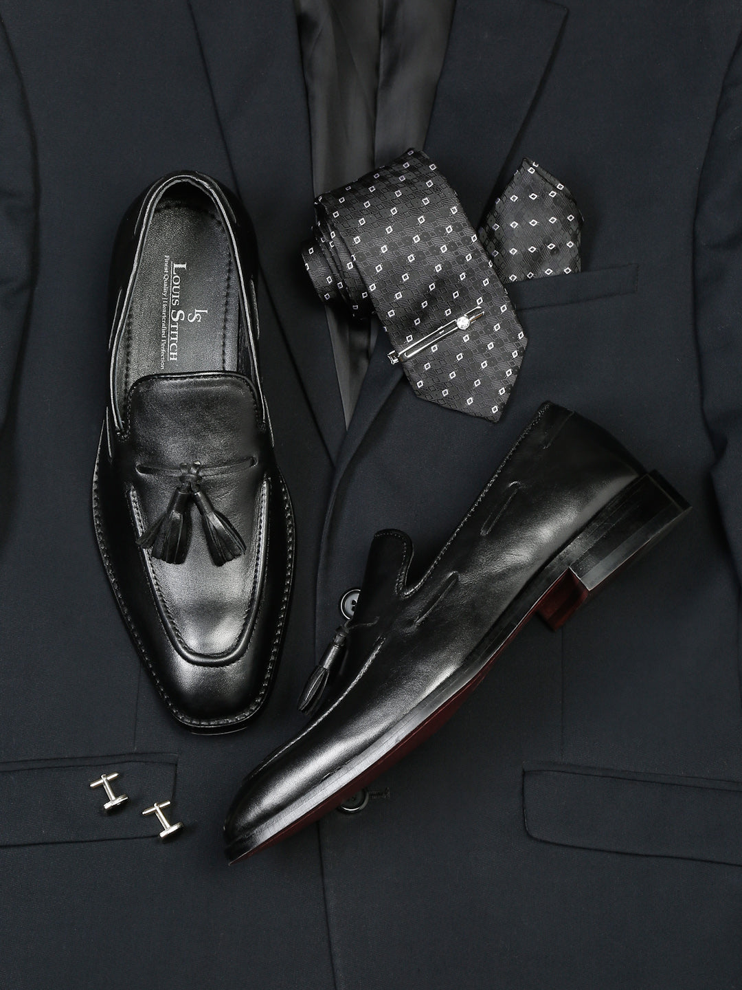 Black Men's Black Premium Italian Leather Moccasins