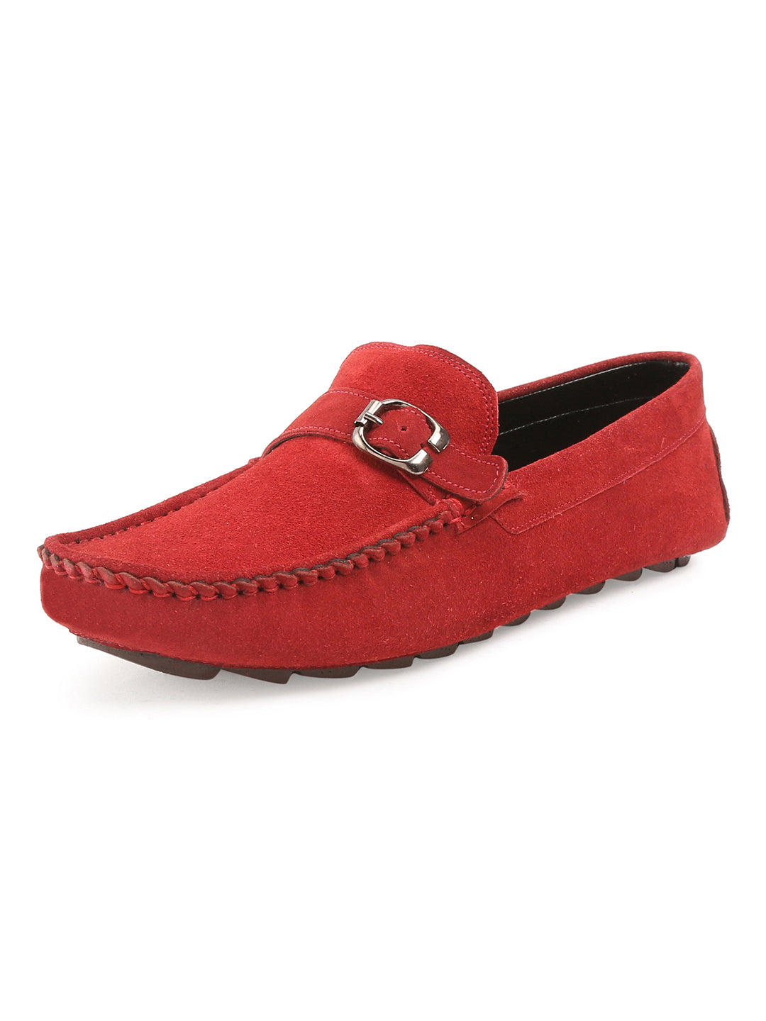 Ferrari Red Handmade Italian Suede Leather Penny Loafers