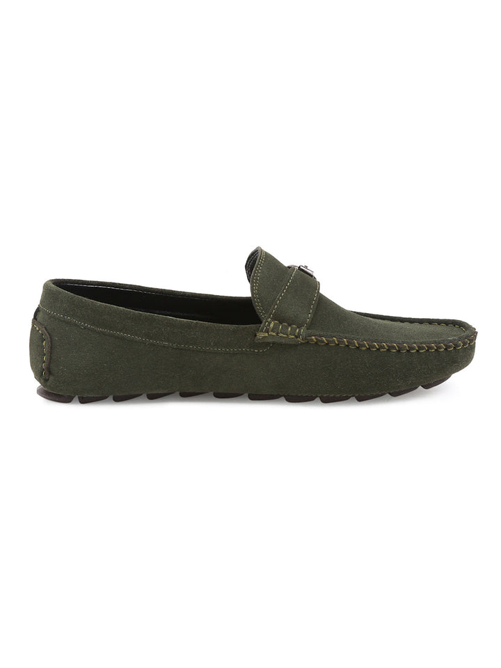 Seaweed Green Handmade Italian Suede Leather Penny Loafers