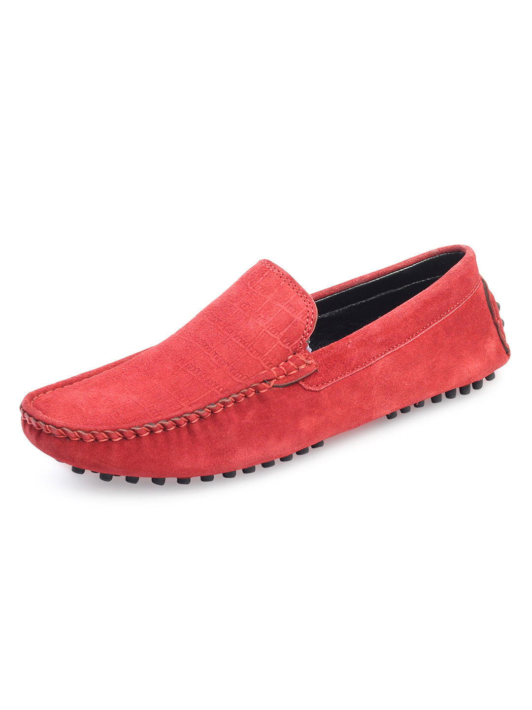 Ferrari Red Handmade Italian Suede Leather Penny Loafers