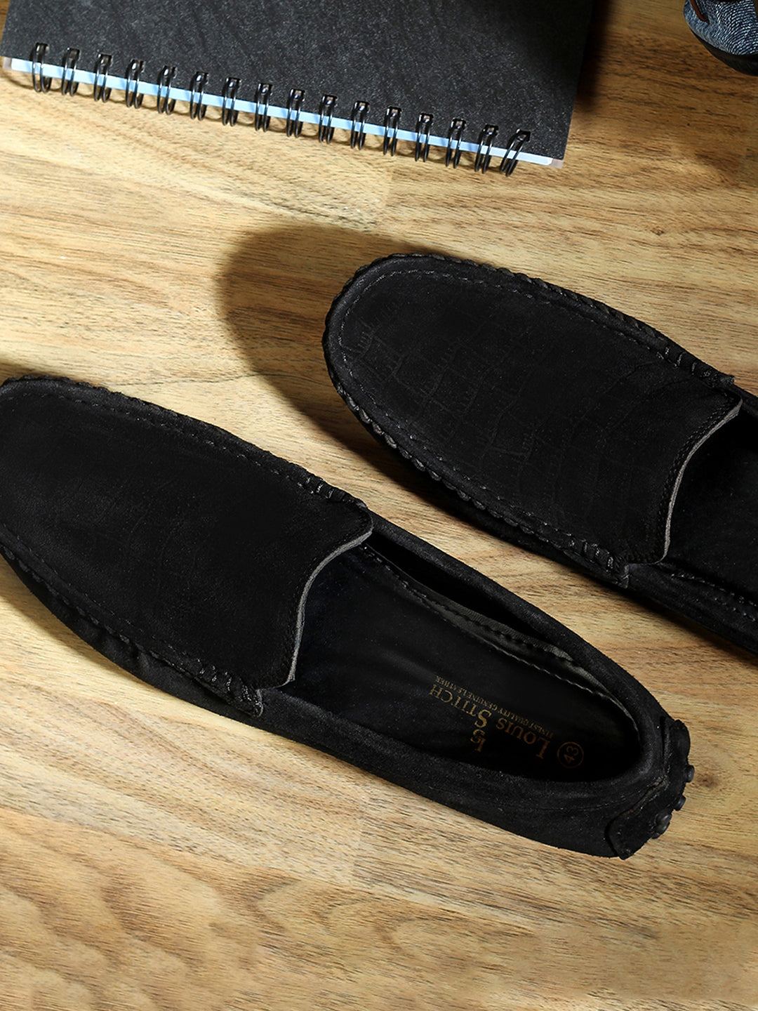 Jet Black Handmade Italian Suede Leather Penny Loafers