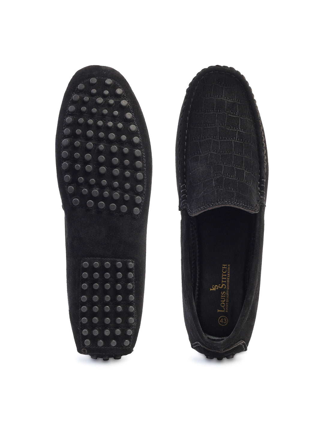 Jet Black Handmade Italian Suede Leather Penny Loafers