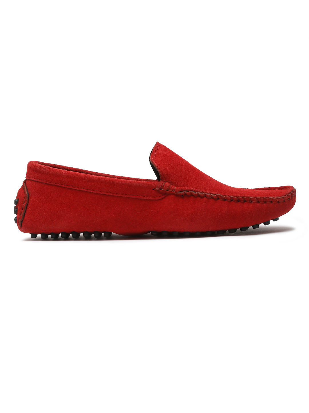 Ferrari Red Handmade Italian Suede Leather Slip-On Penny Loafers